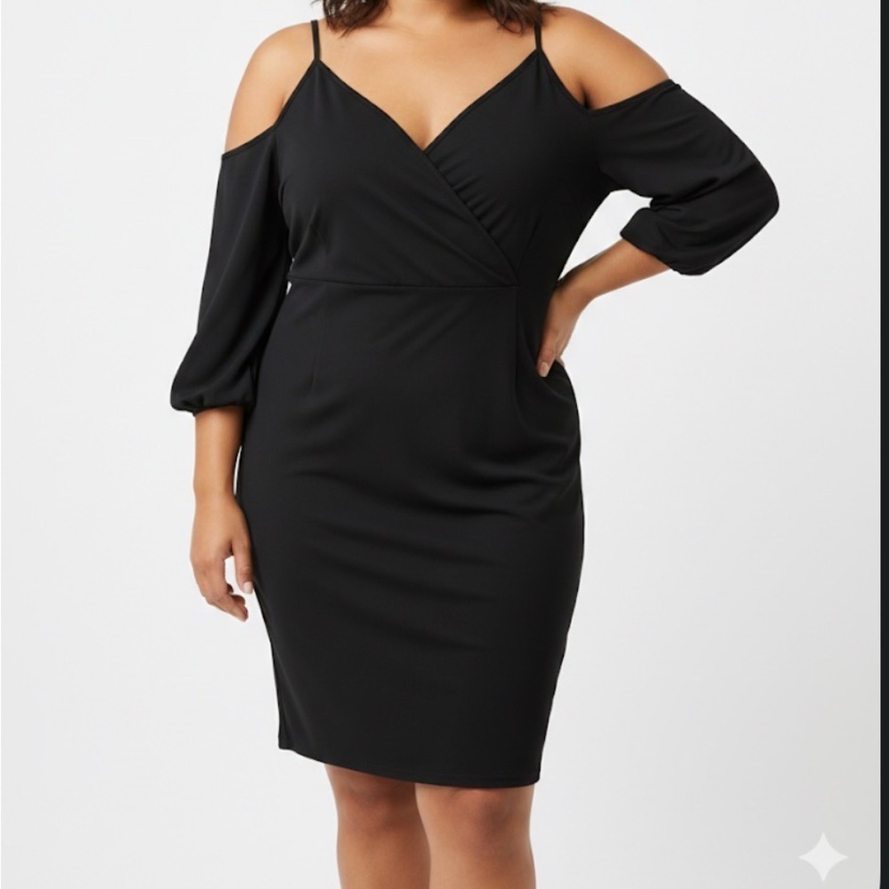YOINS Black Cold Shoulder Long Sleeve Dress